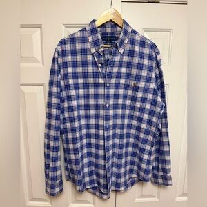 Ralph Lauren Men's Blue Plaid Button Down Shirt
